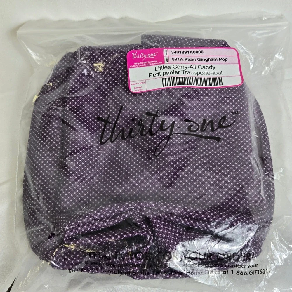 Thirty-One Littles Carry-All Caddy Storage Tote 891A Plum Gingham Pop Mini 6